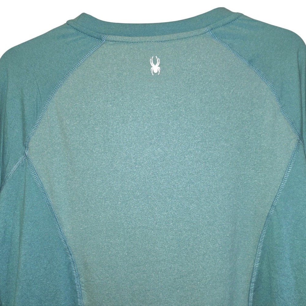 Spyder Active Shirt Womens Long Sleeve Pullover Top Sz XL Green Two Tone Stretch - Picture 5 of 13
